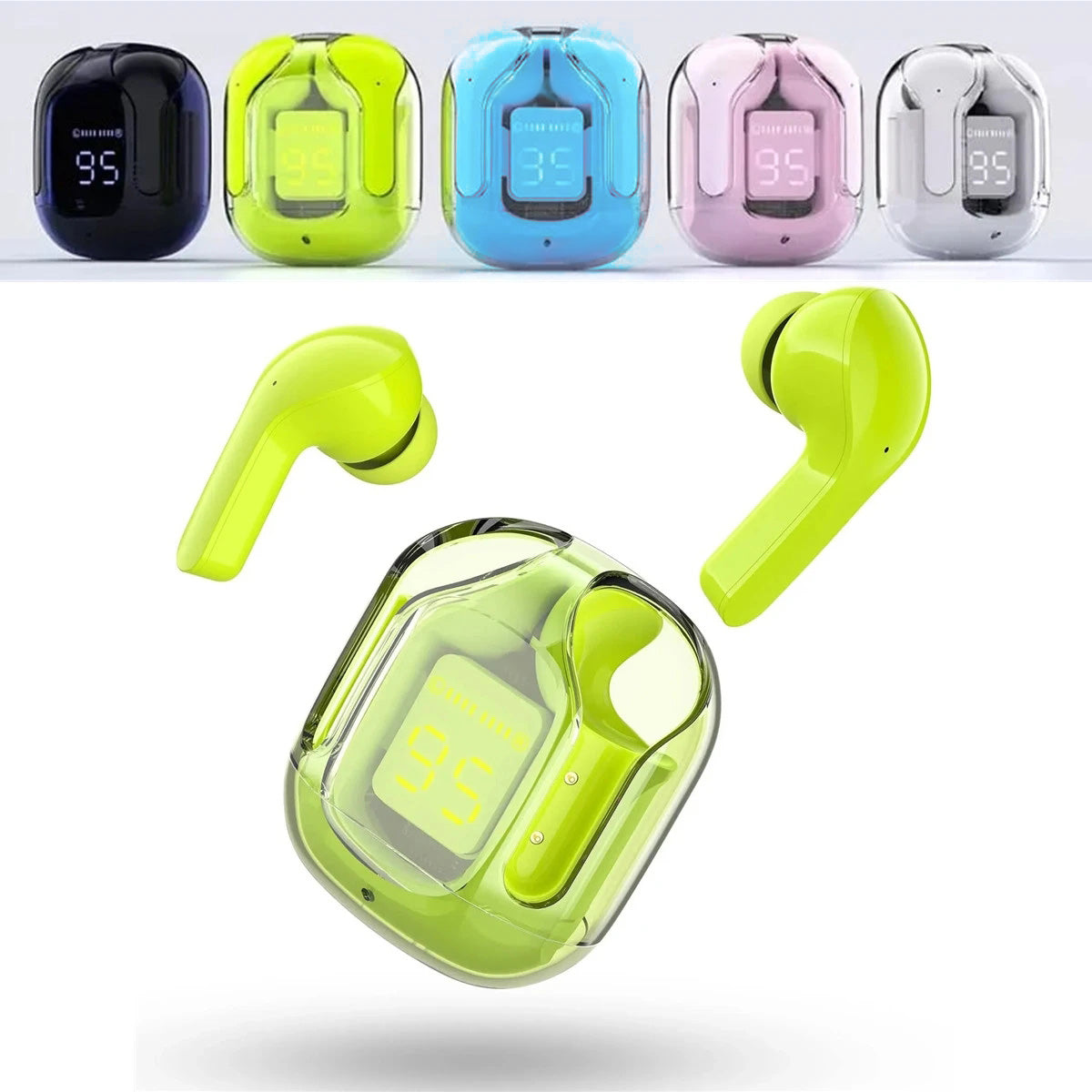 T6 Crystal Wireless Earphones Bluetooth Headphone with LED Display Gaming