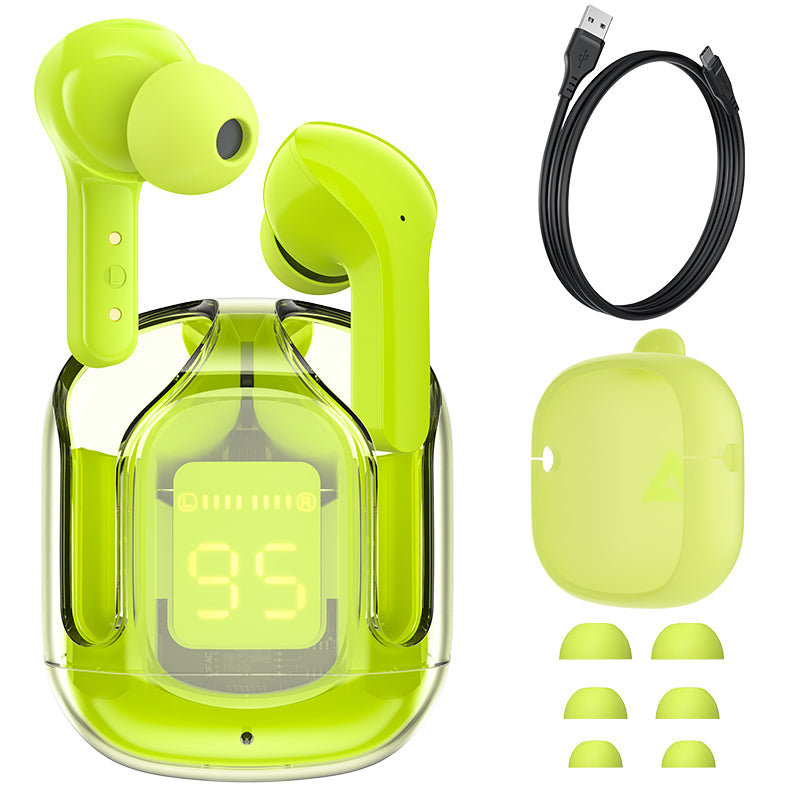 T6 Crystal Wireless Earphones Bluetooth Headphone with LED Display Gaming